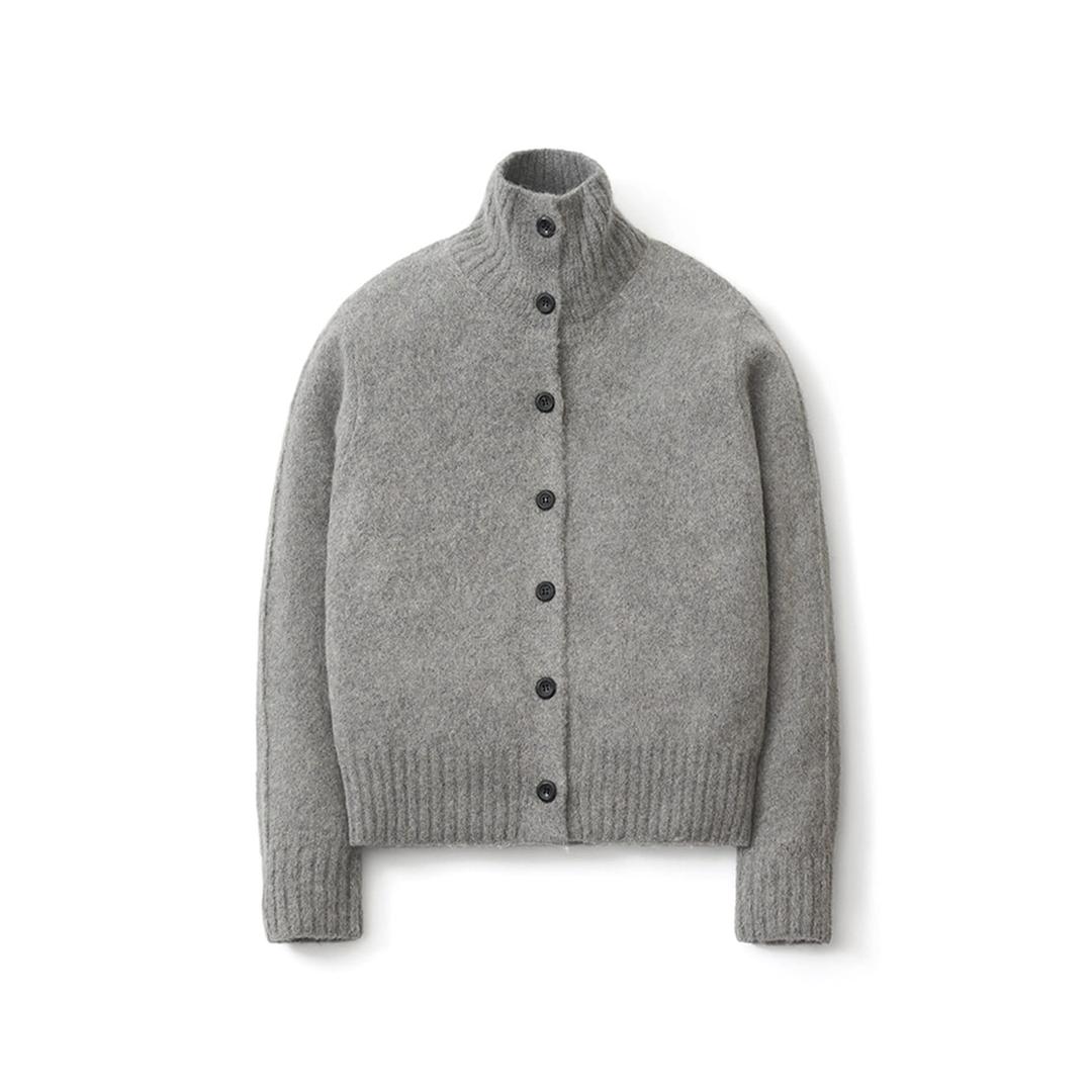 W High Neck Cardigan_Blue Gray