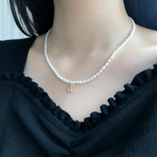 무배/실버925 담수진주 알파벳 은목걸이