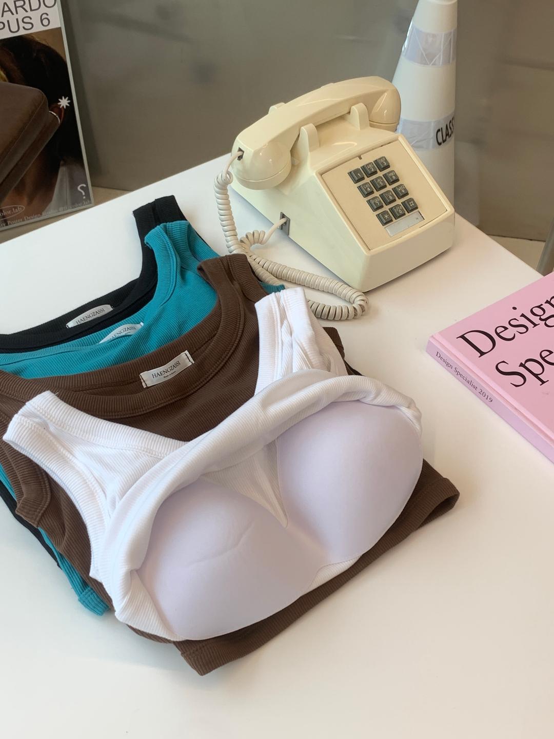 #Hade, [크롭,기본 ver/무료배송] 골지 캡 나시 (4 color)