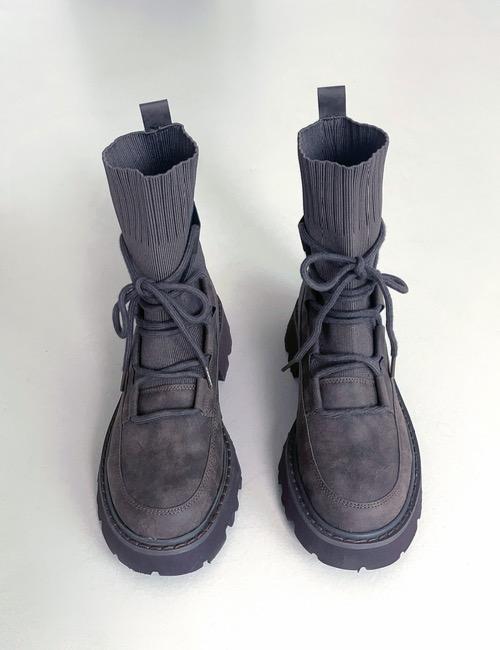 knit lace-up walker