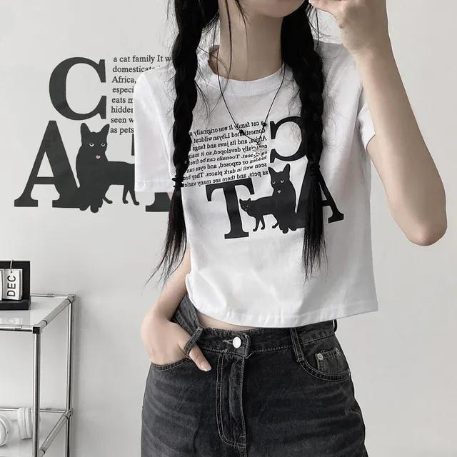 I'm not a negative cat T [ 네거티브 하지 않은 캣 고양이 레터링 반팔 티셔츠 ]