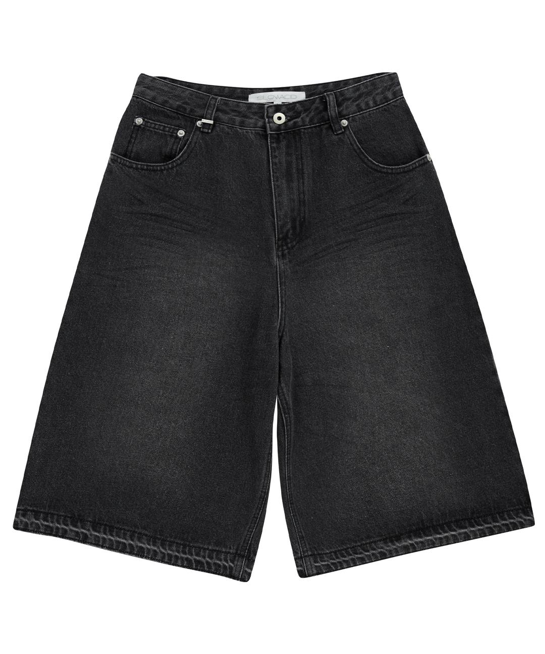 DISMANTLE BERMUDA DENIM SHORTS [BLACK]
