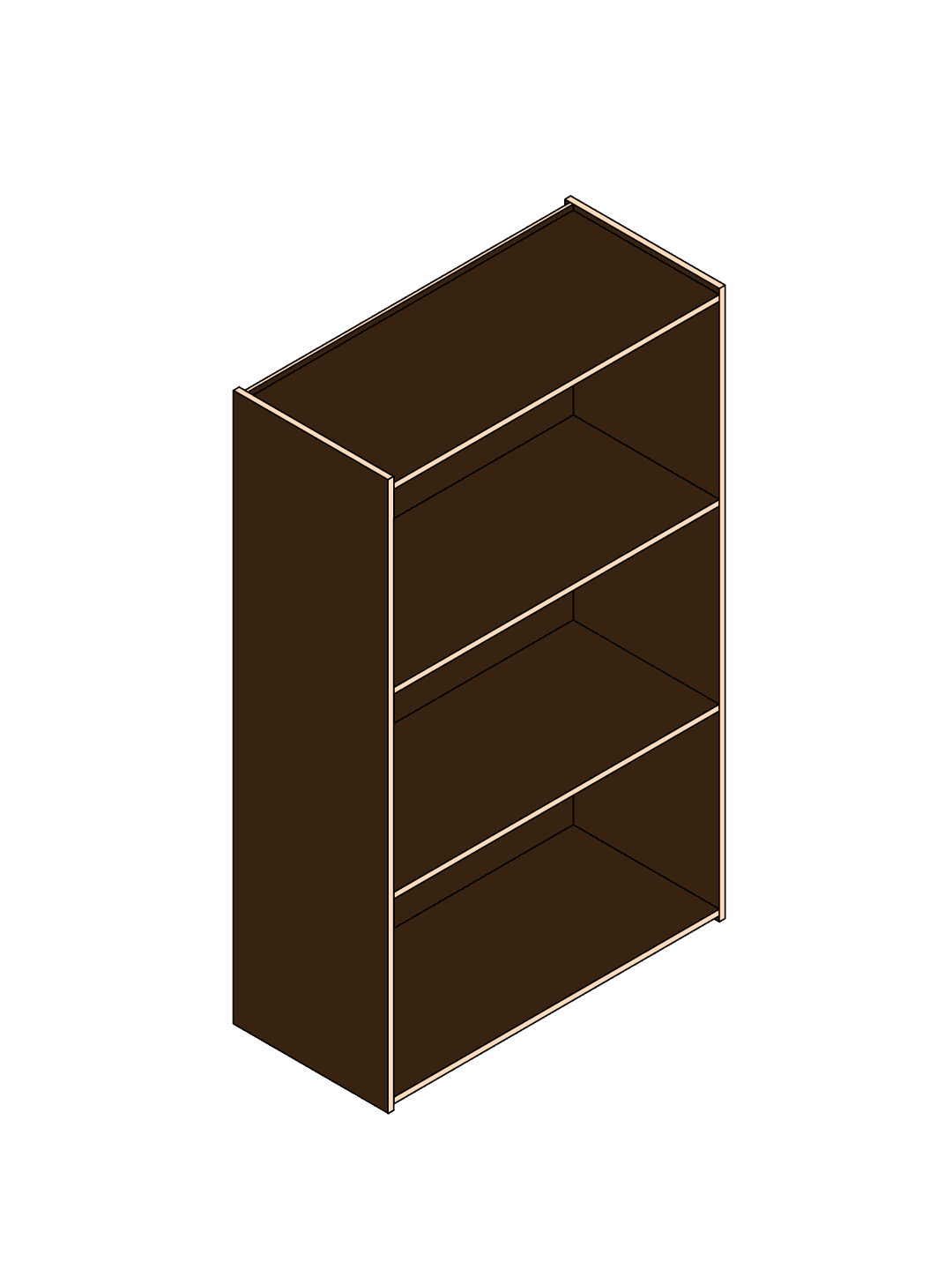 Color shelf 900 / open / dark brown / birch plywood