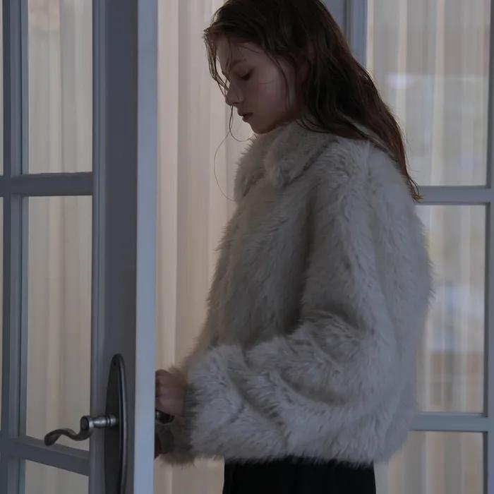 Collar Fur Jacket [Light Beige]