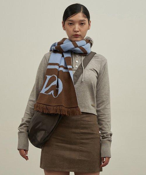 129 스트라이프 머플러 블루 브라운