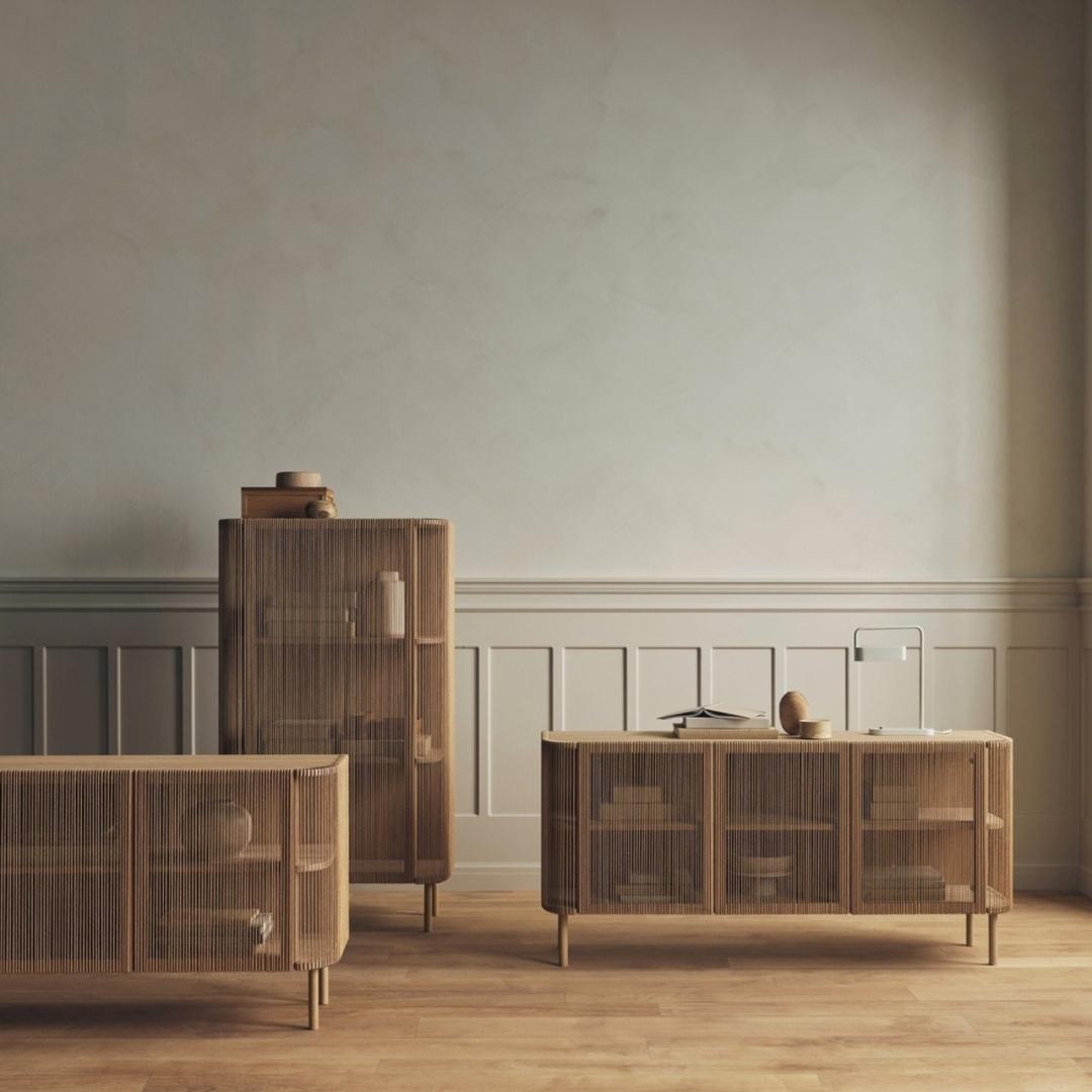 [SET] COSIMA CURVED SMALL CORNERS & CORD SIDEBOARD