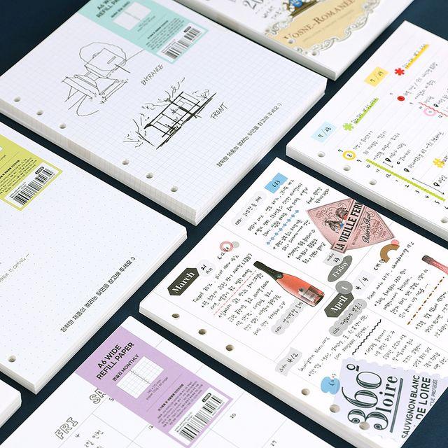 [A6 와이드] 6공 다이어리 리필 속지 5개 세트