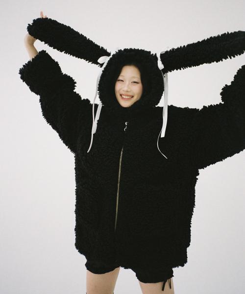 슬리피 버니 플리스 자켓 - 블랙