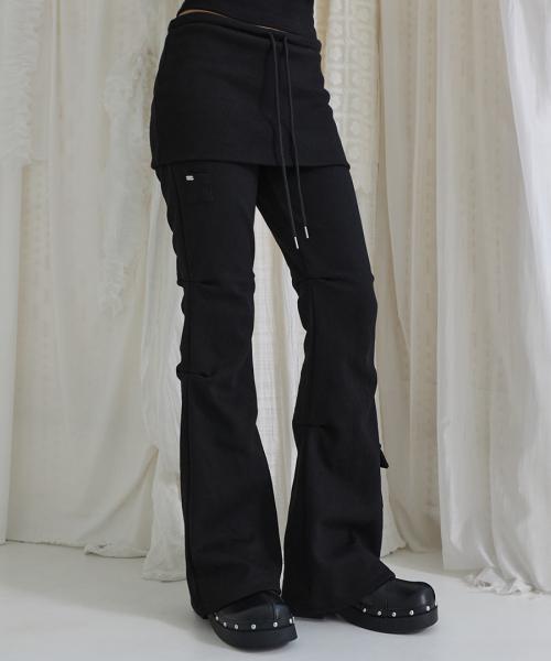 Bootcut Skirt Pants Black