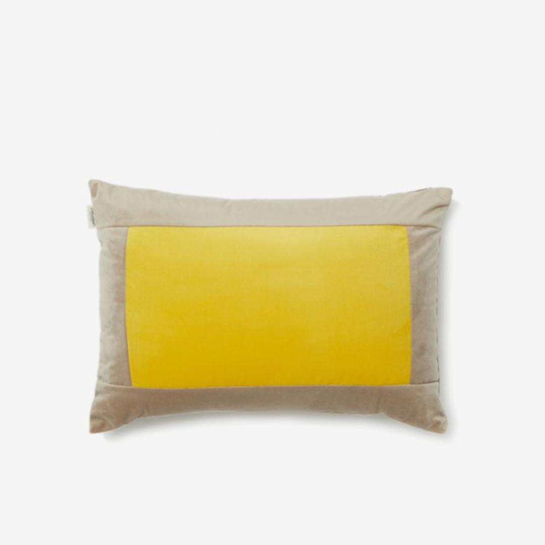스퀘어 벨벳 쿠션커버 - 베이지 / 옐로우