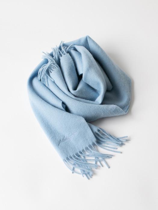 Fringe wool muffler (Sky blue)