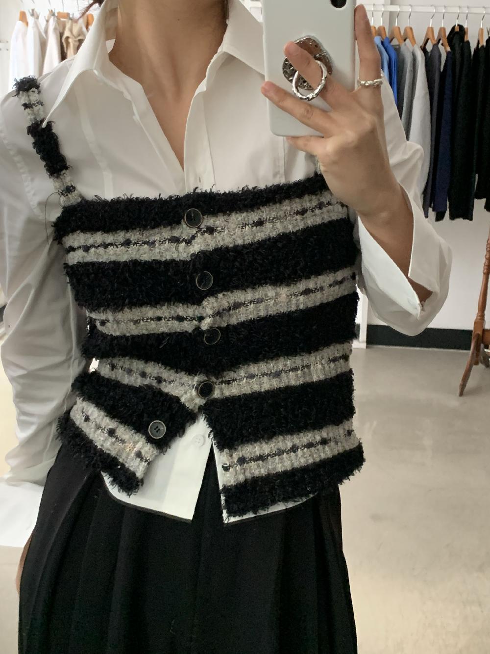 베라 여성 봄 단가라 부클 니트 뷔스티에