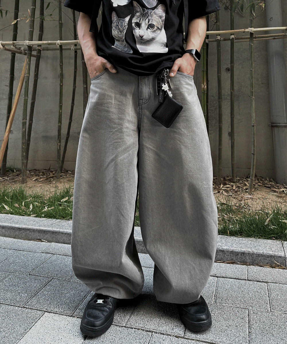 S/S 루즈 와이드 벌룬 밴딩 데님팬츠 4C