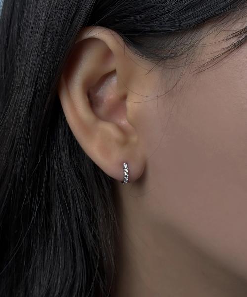 [BARADU 925] Pave mini round hoop earrings - M