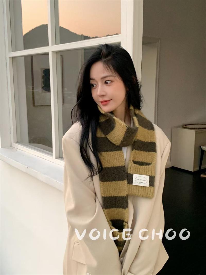 [💝주문폭주/당일출고] 패치 니트 머플러 겨울 목도리 스트라이프