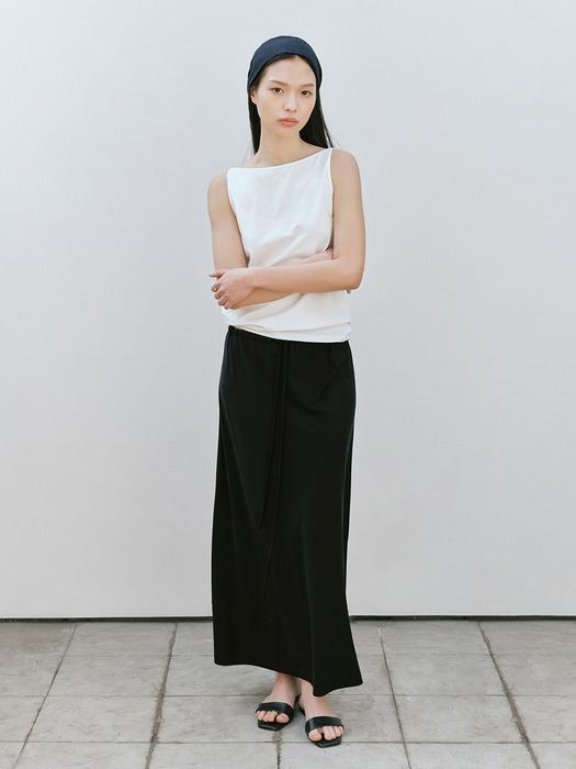 Silky long skirt / Black