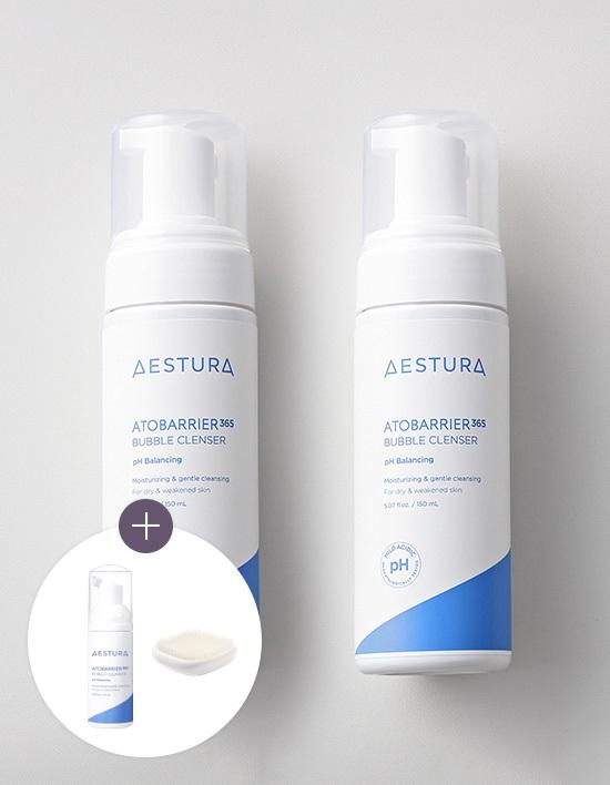 [에스트라] 아토베리어365 버블클렌저 150ml 2개 세트 (+버블 클렌저 50ml, 모공 클렌징 브러쉬 추가 증정)