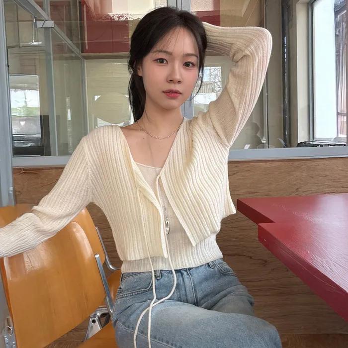 [기간한정][꼬민지 PICK] Sheer layered cardigan set [KNSS06CD09]_Butter