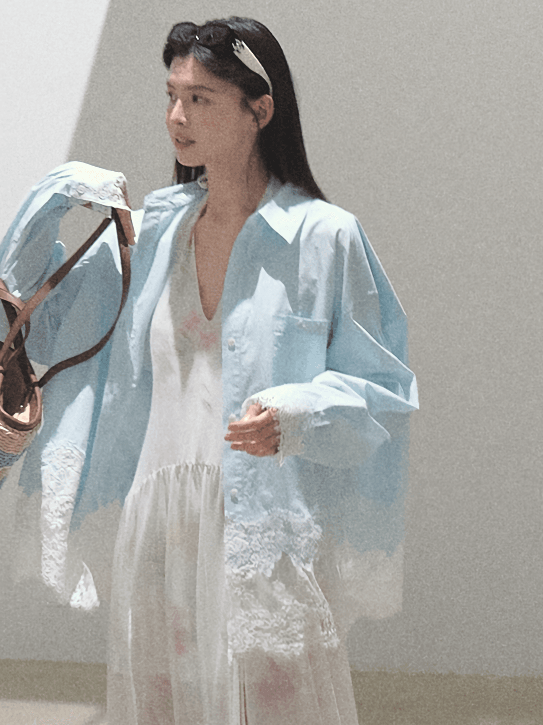[OAK MOO] "Spring Sea\" Lace Loose Shirt