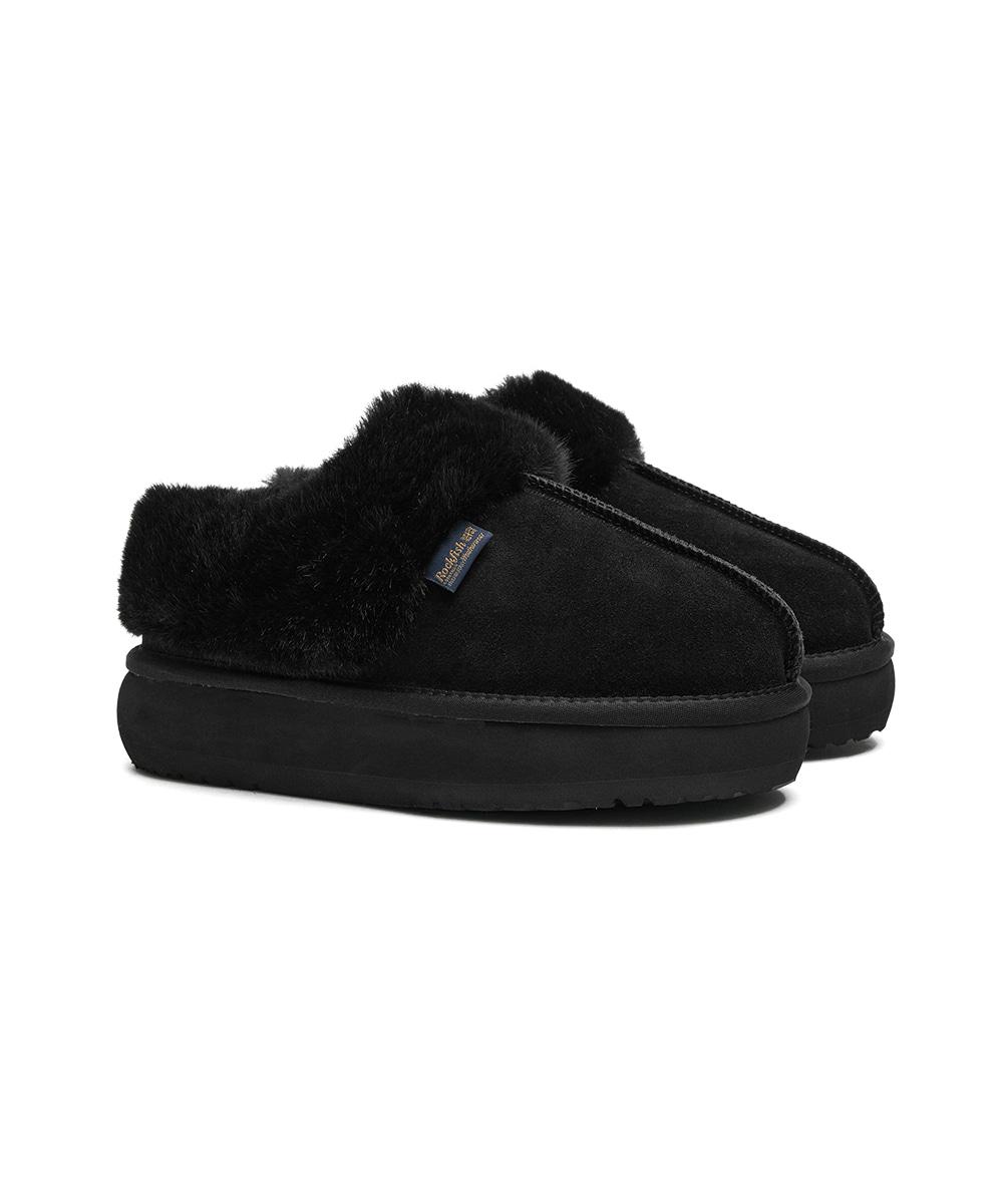 CLOUDY FLATFORM FUR MULES - BLACK