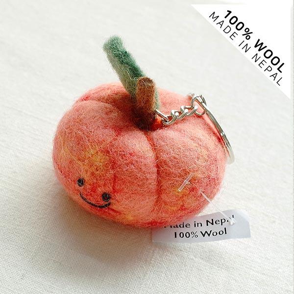 [8-9501-27] 양모 펠트 핸드메이드 키링 열쇠고리 / 납작복숭아 [1개]