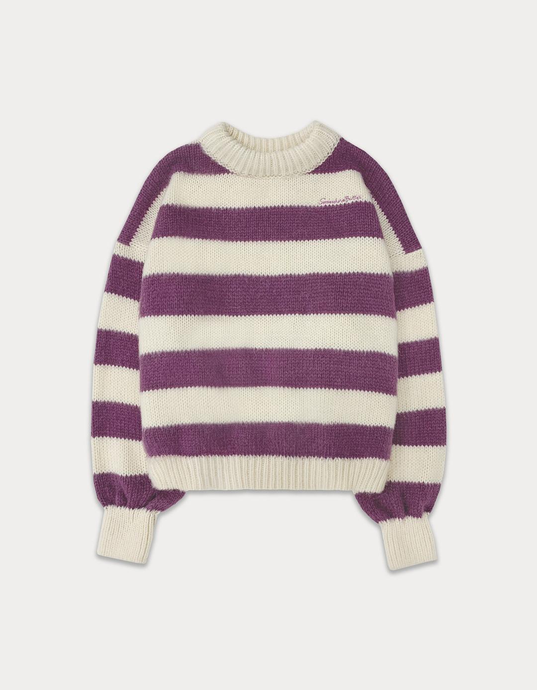 Hairy alpaca stripe knit - purple