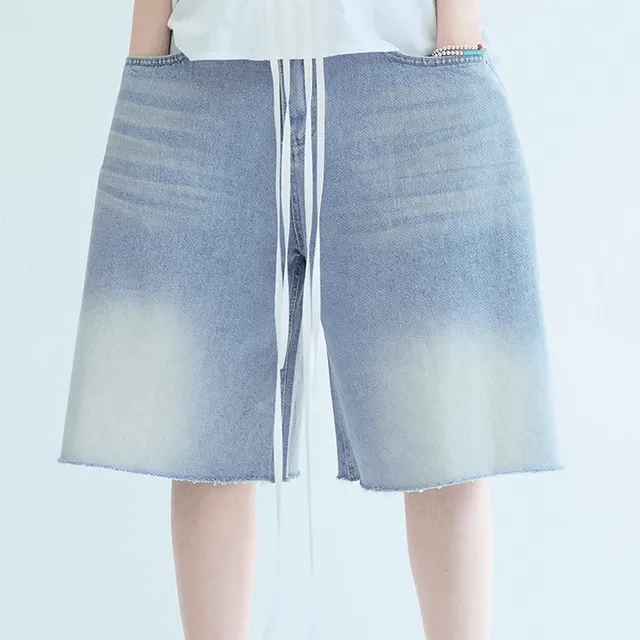 파이 빈티지 워싱 컷팅 하프 데님 2color