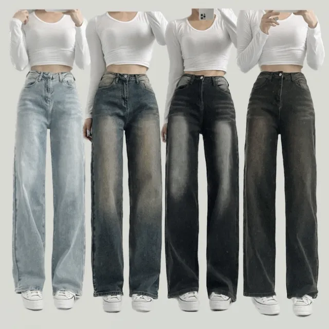 ~XL/숏,롱ver/워싱색감깡패💕, 와이드 데님 롱 팬츠 4color 기장선택 연청 진청 흑청 브라운블랙