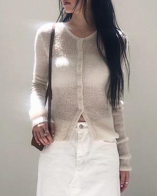 slim kid mohair knit cardigan (3color)