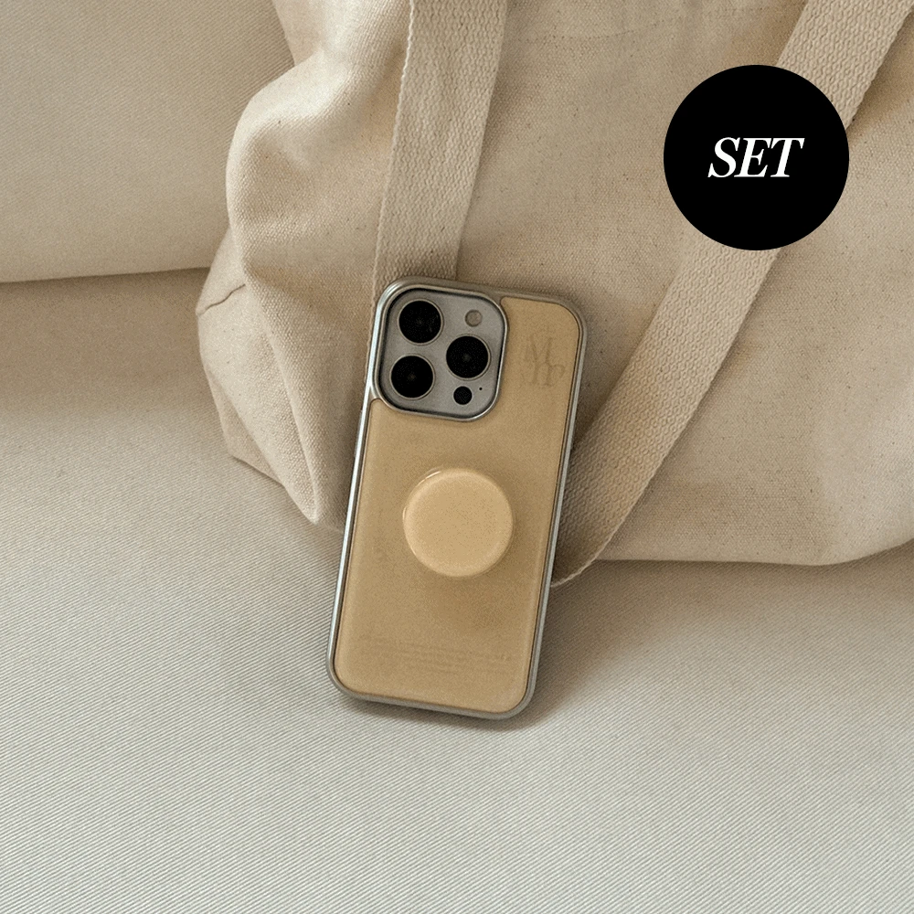 [SET] [mm] soft cream 무지 실버 범퍼케이스+에폭시톡(맥세이프 선택)