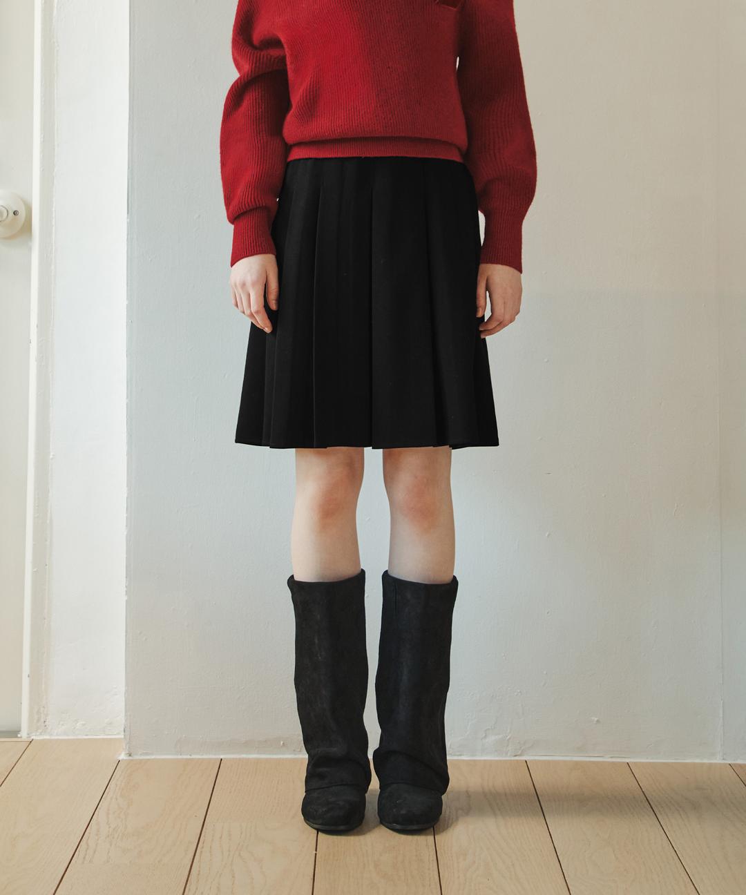 제로스트릿 미디 플리츠 스커트 / 블랙