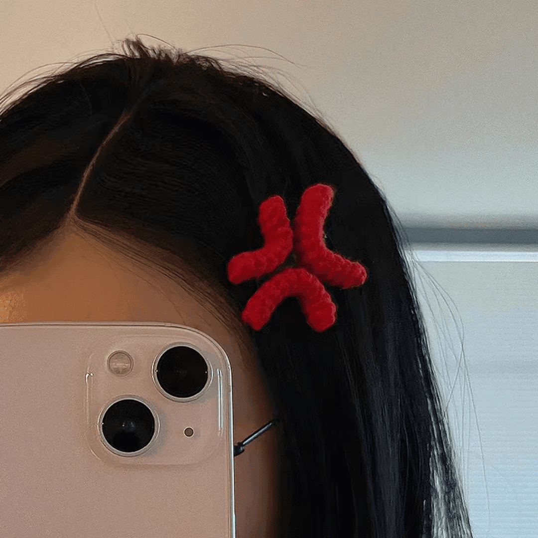 Funny Angry Sweating Water Drop Knitted Hair Clip - Angry Hair Clip