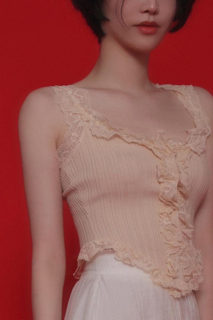 [1+1 기획특가] 레이스 러플장식 슬리브리스 (단품 가능)