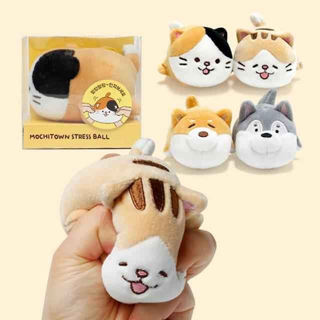 [1+1] 모찌모찌 스트레스볼 고양이 강아지 SET 주물럭 말랑말랑볼 합격 응원 선물 생일 친구 우정 선물 스퀴시 직장동료선물