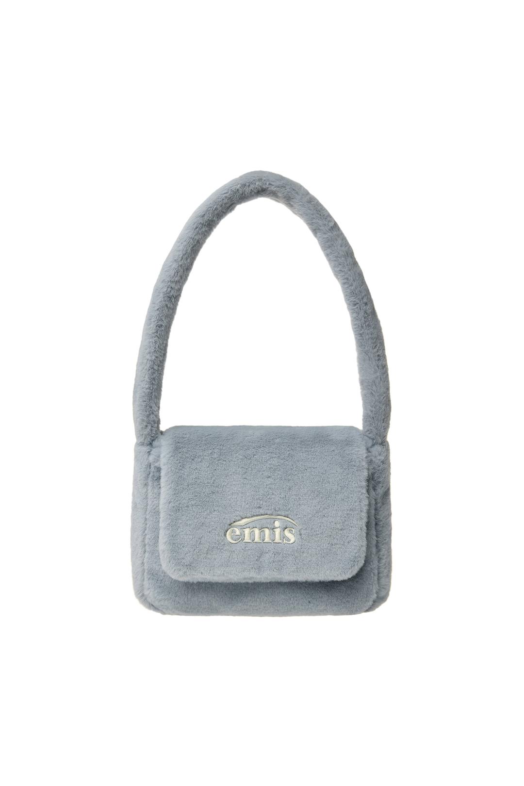 FUR SQUARE FLAP BAG-SKY BLUE