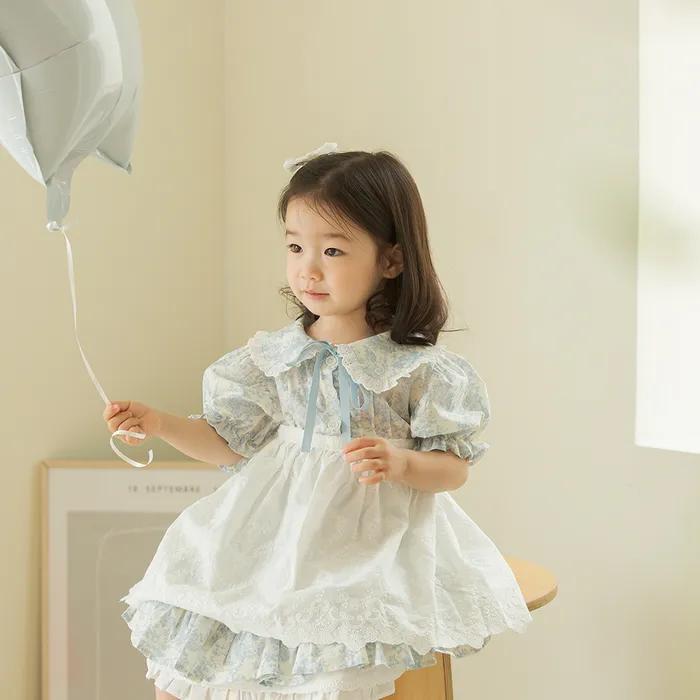 쪼꼬미 앨리스는 곧 토끼를 만날시간이라죠 - 프리미엄 유아 반팔 드레스