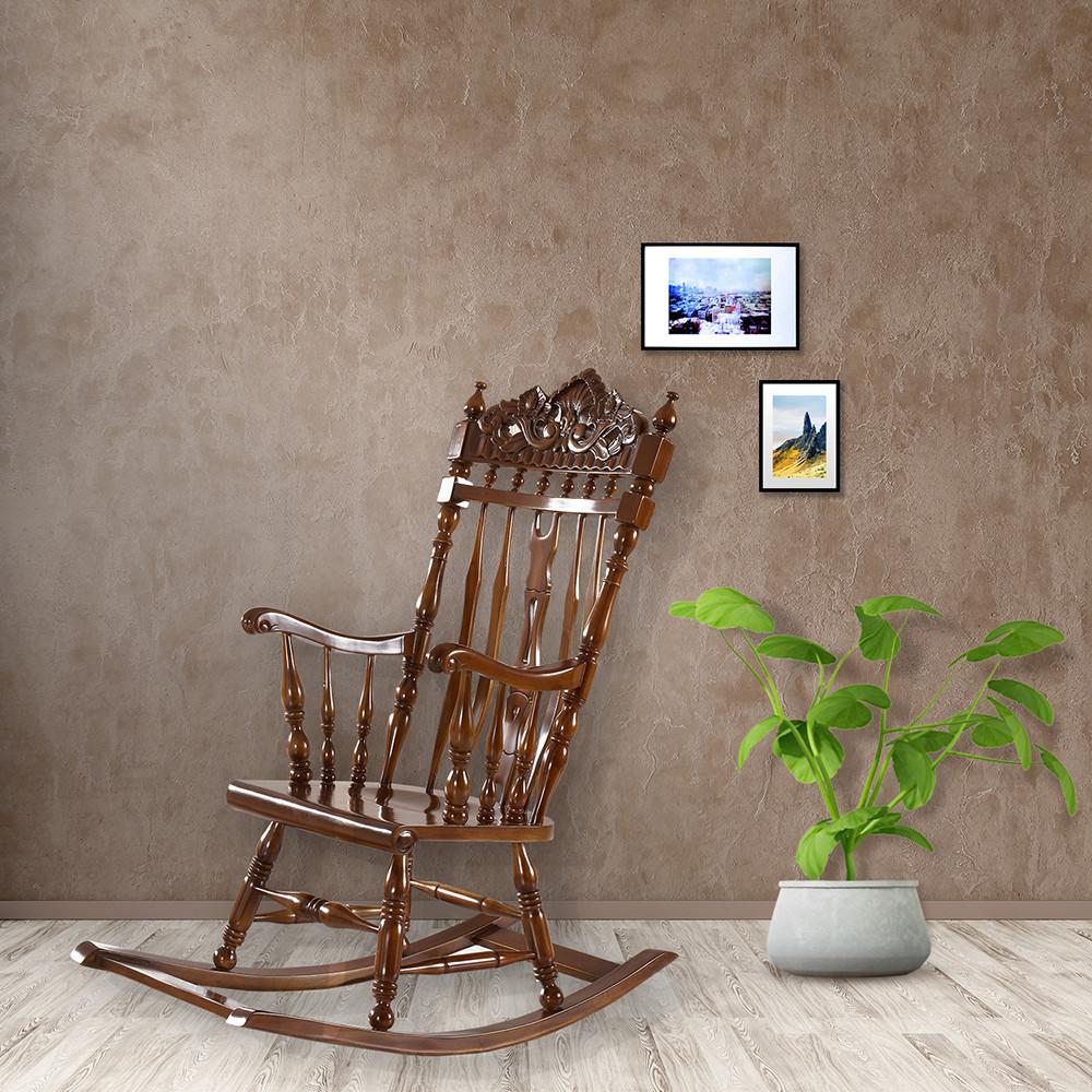 유캐슬 원목 흔들의자 1인 스윙체어 엔틱 힐링 안락 수면 휴식 효도 의자