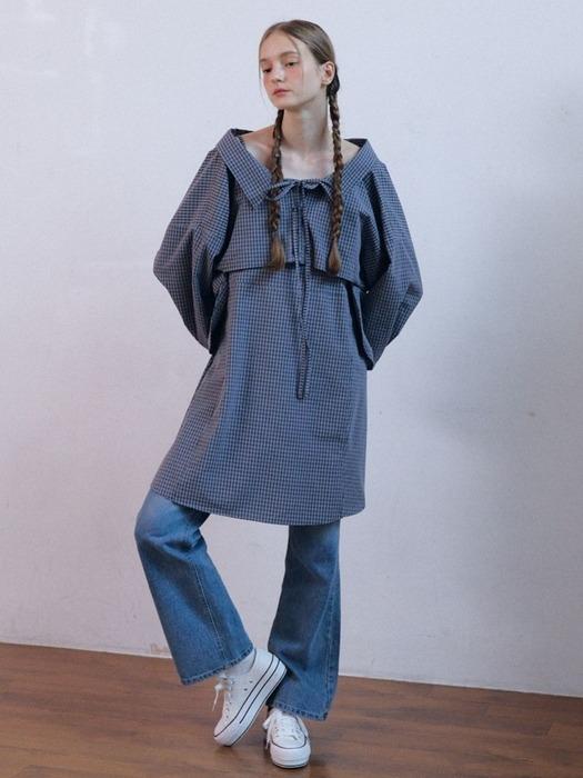 sweet slip frill mini dress_grey check