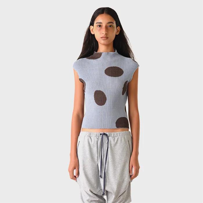 RIBBED DOT TOP (GRAYISH BLUE)