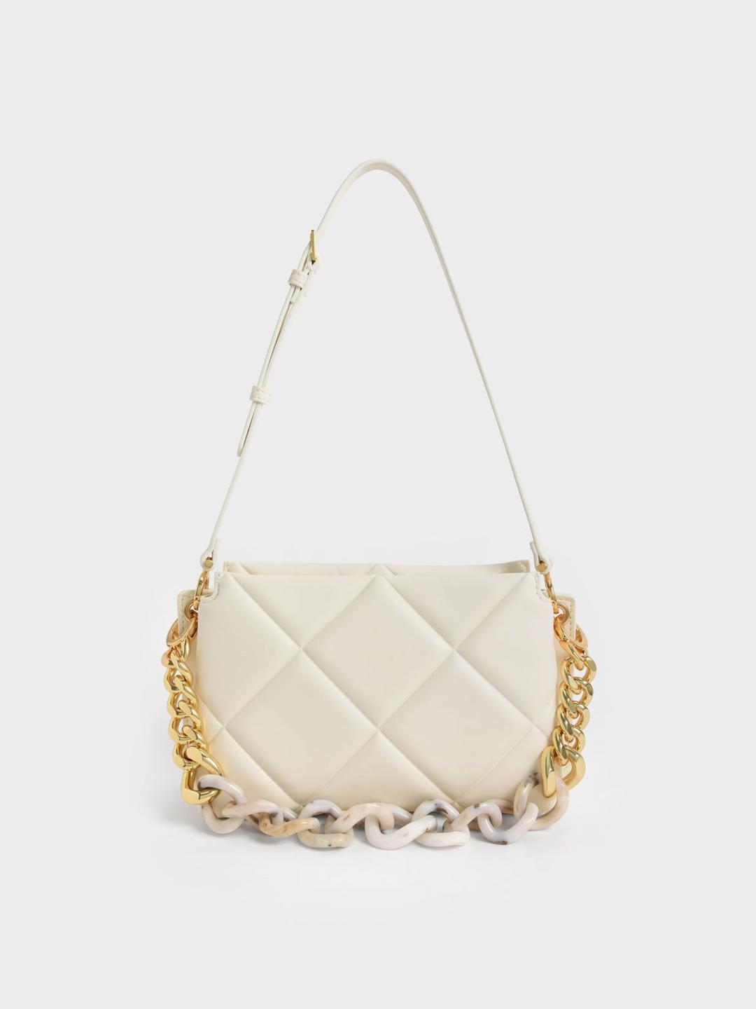 다니카 청키 체인 패딩 백 - 크림
