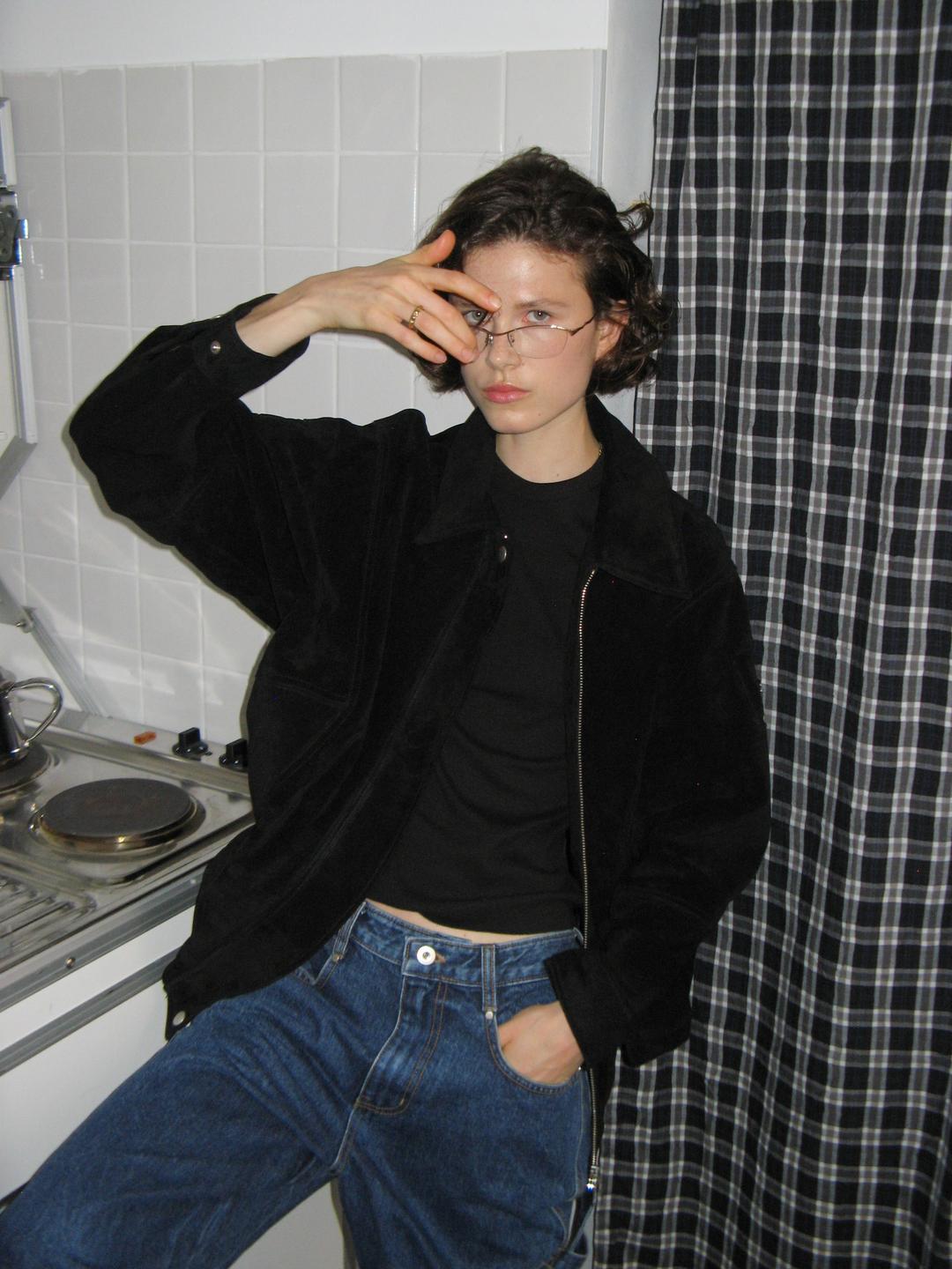 Vintage leather zipper jacket