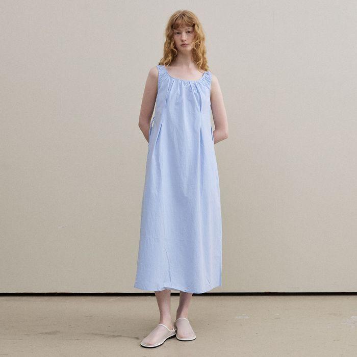 셔링 슬리브리스 원피스_LIGHT BLUE