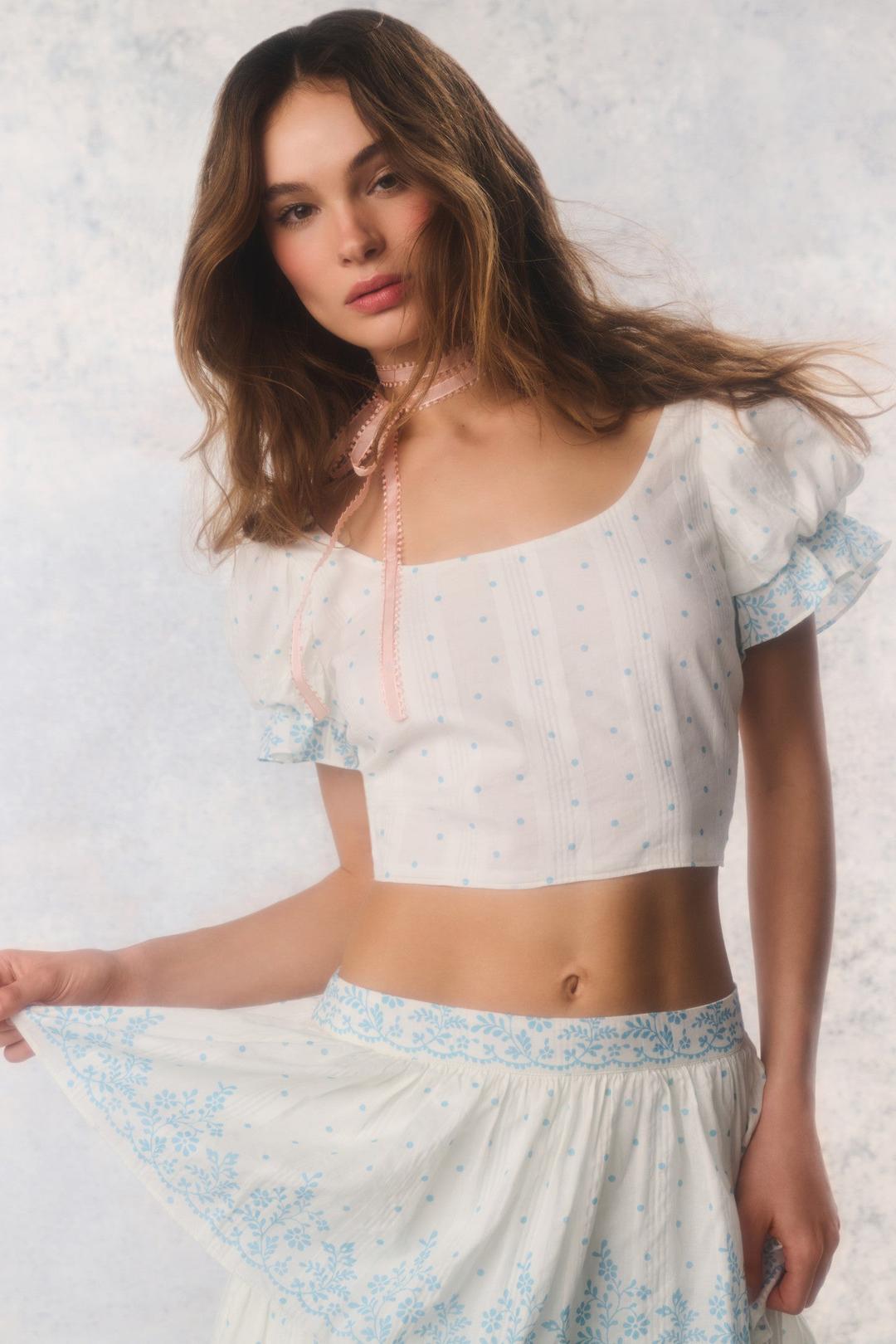 Re-Edition Christine Cotton Polkadot Top - BONNET / 00