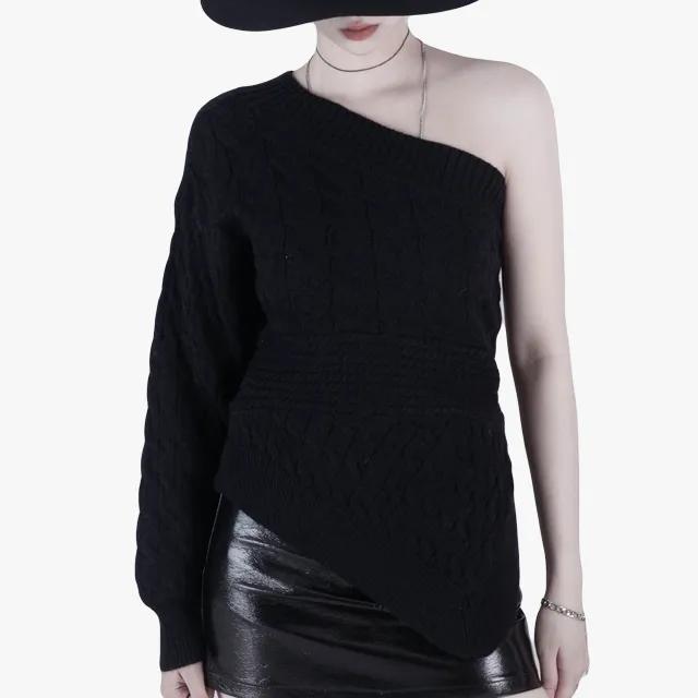 꽈배기 언발 원숄더 오프 숄더 니트