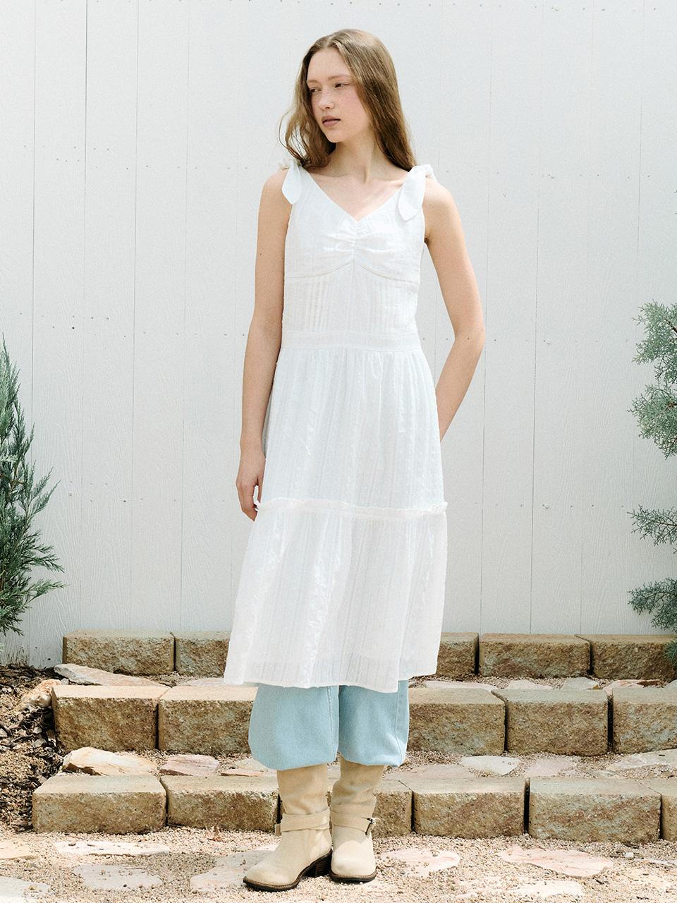 TIE RIBBON SLEEVELESS ONEPIECE IVORY