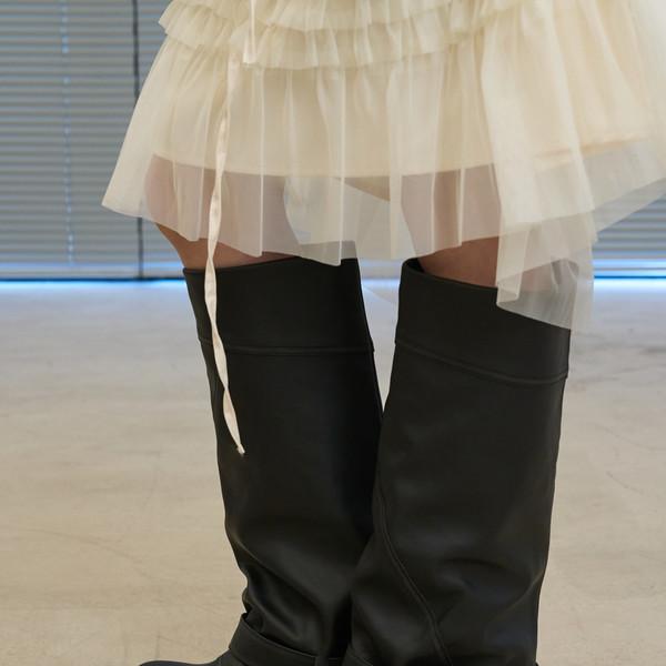 [3/23 순차 출고] Buckle Strap Long Boots (Black/3.5cm)