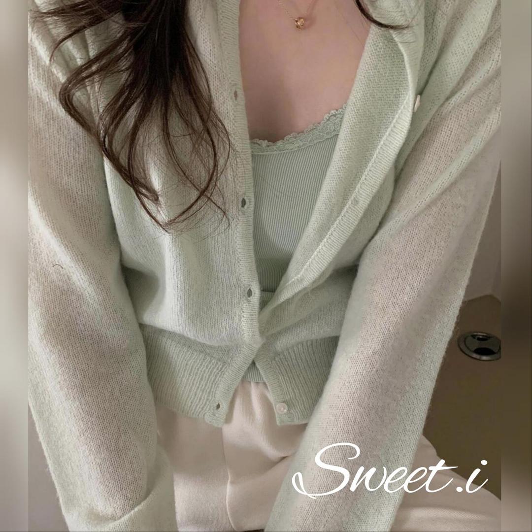 스윗아이 프리티영띵 베이비 알파카 가디건 뒷리본 자수 Pyt 봄 4col 프영띵