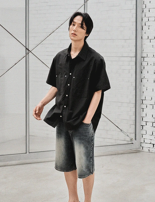 [MIS] 리벳 워크 하프 셔츠