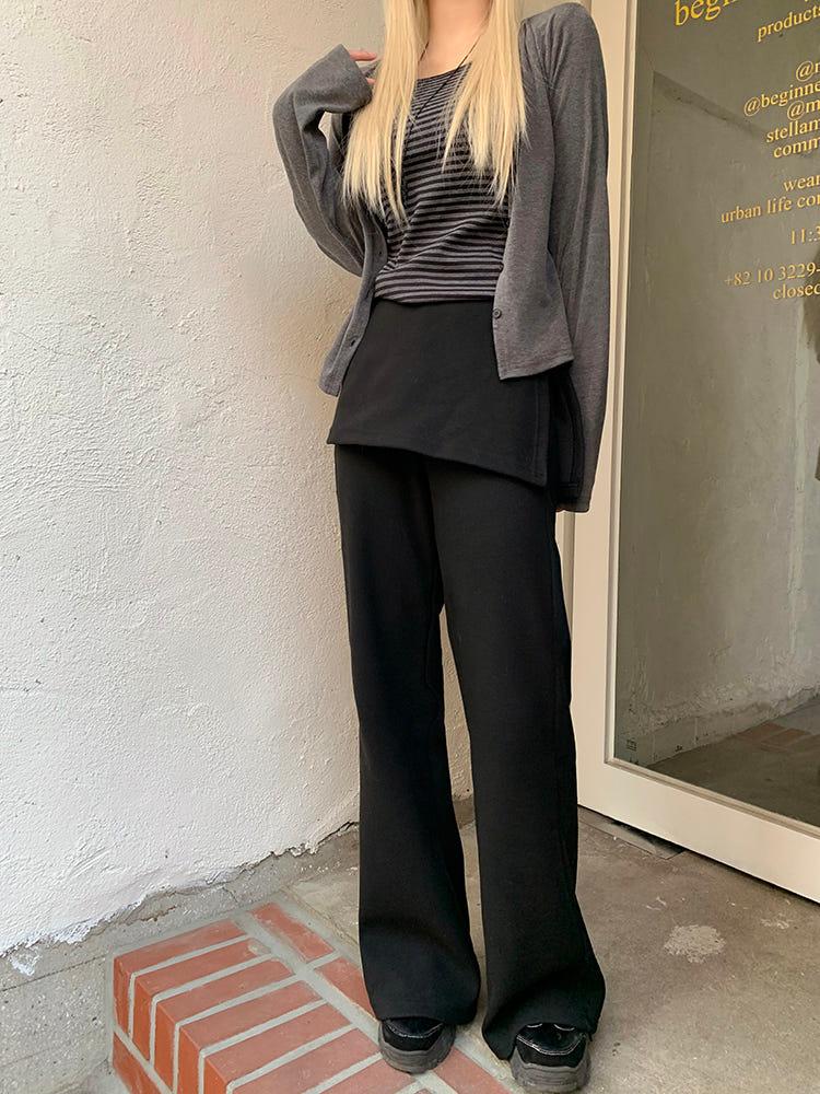 [룸룸] 베이직 레이어드 랩스커트 팬츠 (2color)