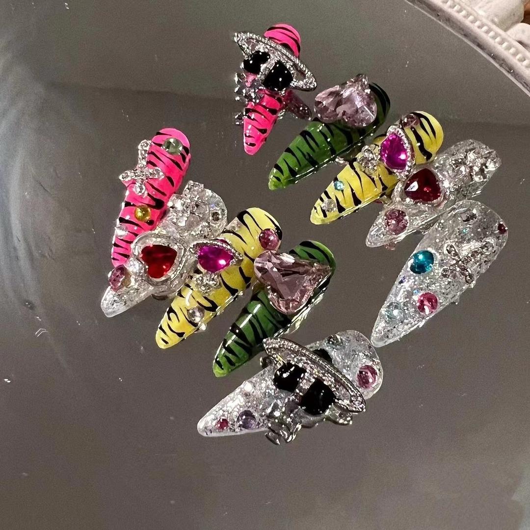 Spicy Queen West colorful zebra print wear nail art - xs